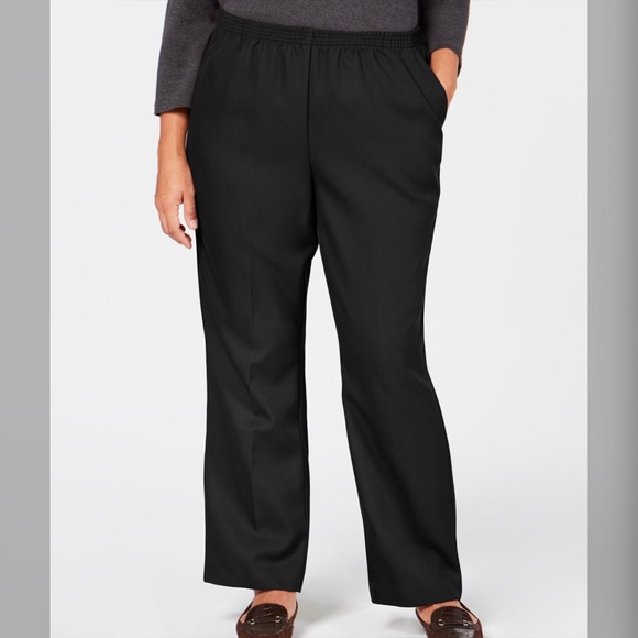 Karen Scott Pants - 1X 2X 3X Black Comfort Waist Straight Leg Pants